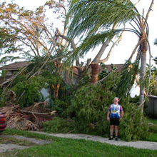 Sur le Vélo le Même Jour du Cyclone Katrina, Miami, Floride, Etats-Unis